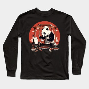 Panda Food Passion: Cuddly Charm Ramen Panda Feast Mode: Culinary Cuteness Long Sleeve T-Shirt